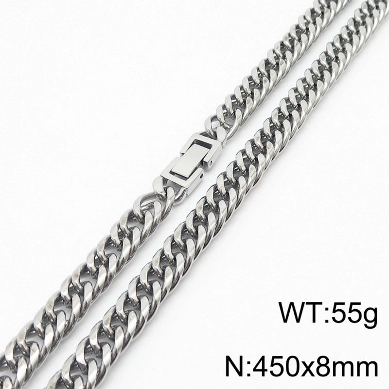 Minimalist Solid Color Titanium Steel Chain Men's Necklace