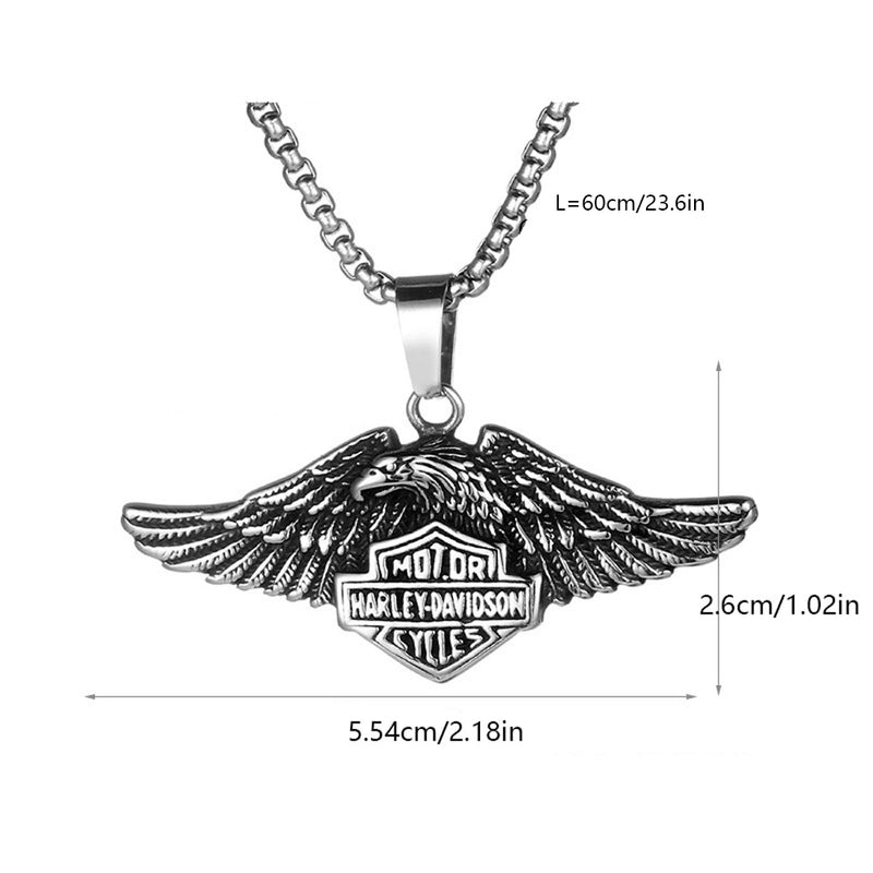 Hip-Hop Retro Punk Animal Eagle 304 Stainless Steel Polishing Inlay Acrylic Turquoise Men’s Pendant Necklace