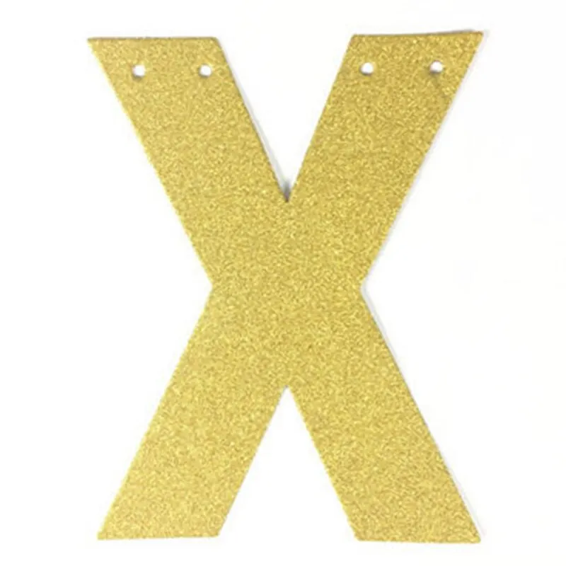 1Pcs/lot 13cm Personalized DIY Gold Glitter Paper Letter Banner Hanging Flags for Wedding Birthday Party Festival Decorations