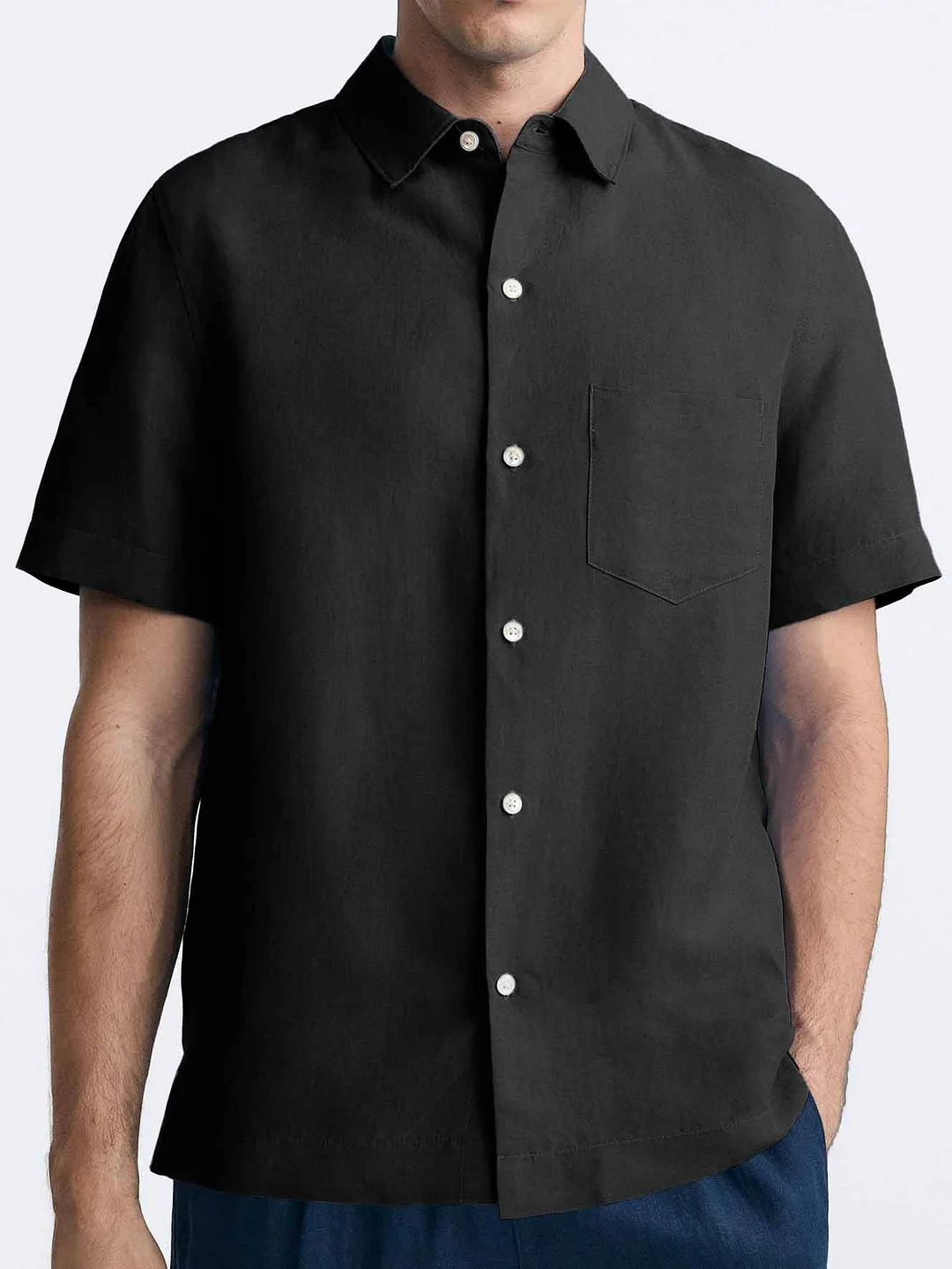 Men's Casual Fashion Comfortable Lapel Short Sleeve Pocket Shirt