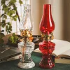  Kerosene Oil Lamps Glass Kerosene Lamp Classic Indoor Hurricane Lantern with Handle Oil Lamp Vintage Glass Kerosene Wick with Fire Control Knob portable