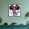 Fille Papillon Bleu-Foret rond Peinture au diamant-30*30CM