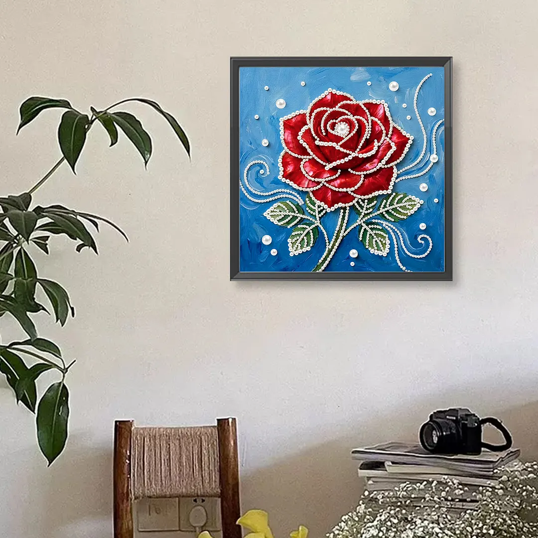 Romantic Roses DIY Pearl Painting Art Kits Frameless for Home Decor 30x30cm