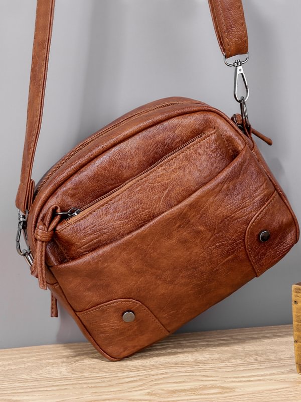 Artwishers Classic Simple Soft Leather Crossbody Bag