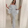 Women's Sequins Shining Cover Hip Slit Evening Gown