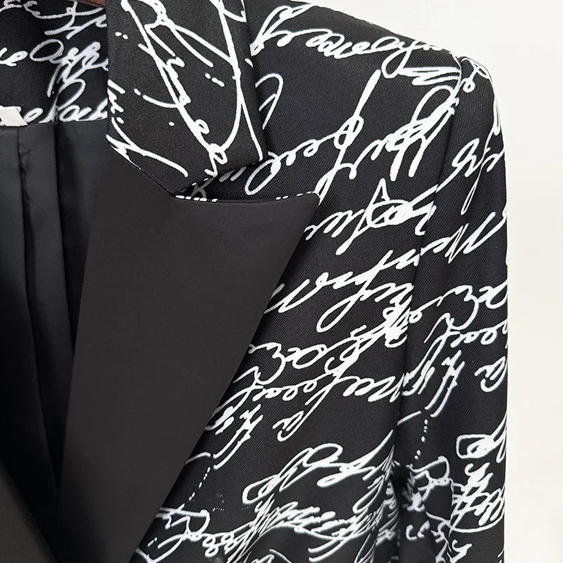 Nigikala Nigikala Autumn Star Fashion English Letter Print Double Buckle Repair Suit Jacket Jacket