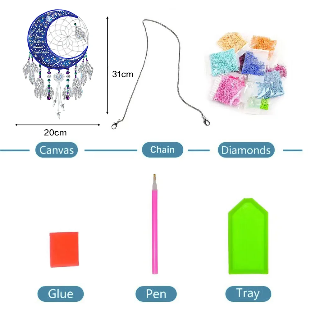 DIY Wolf Single Side Special Shape Diamond Painting Dream Catcher for Home Wall Decor