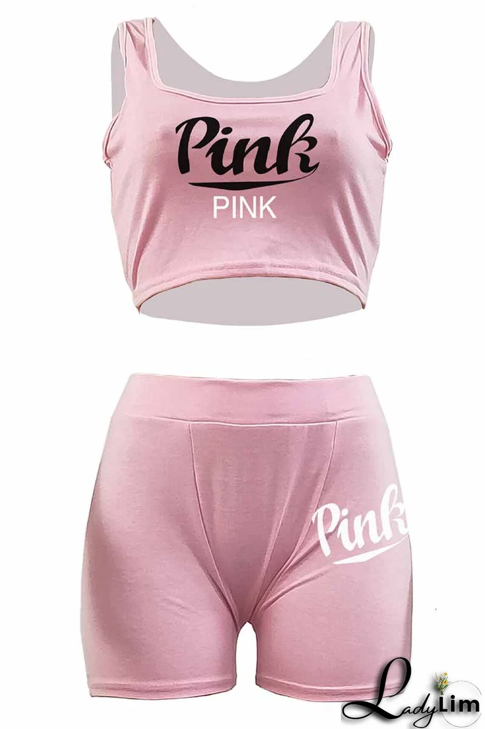 Royal Blue Sexy Casual Letter Print Basic U Neck Sleeveless Two Pieces