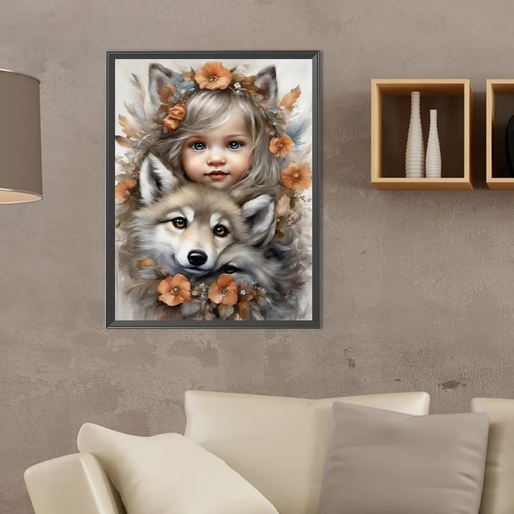 Diamond Painting - Full Round Drill - Cute Pet Girl(Canvas|30*40cm)