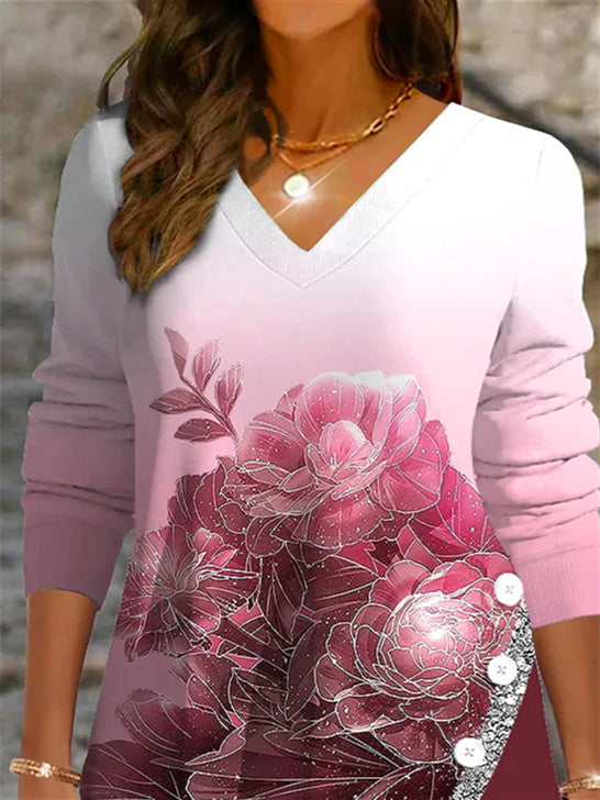 Women Half Sleeve V-neck Solid Color Dress