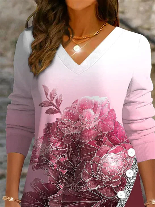 Women Half Sleeve V-neck Solid Color Dress