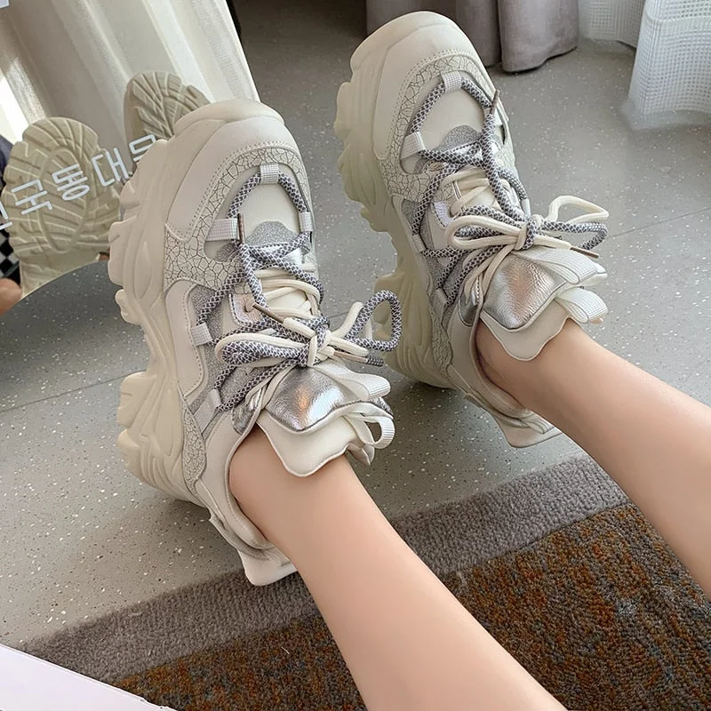 Designer Sneakers Women Platform Shoes 2021 Fashion Thick Bottom Ladies Trainers Basket Mujer Sport Chunky Sneakers Woman Shoes