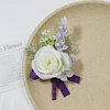 10PCS Purple Wedding Catering Bridal Groom Guests Corsage Boutonniere Wrist Artificial Flower Bouquets