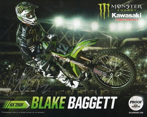 *BLAKE BAGGETT*SIGNED*AUTOGRAPHED*Photo Poster painting CARD*MONSTER*ENERGY*PRO CIRCUIT*KAWASAKI