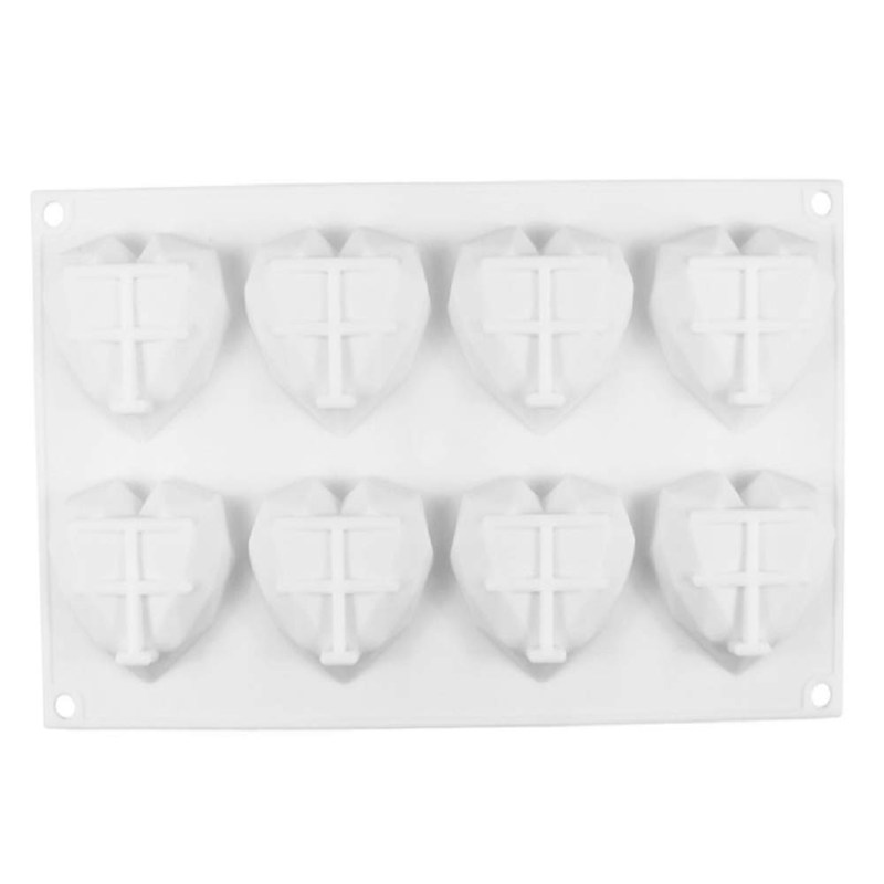 

8 Cavity Diamond Heart Mousse Cake Mould Aroma Candle Silicone Mold, 501 Original