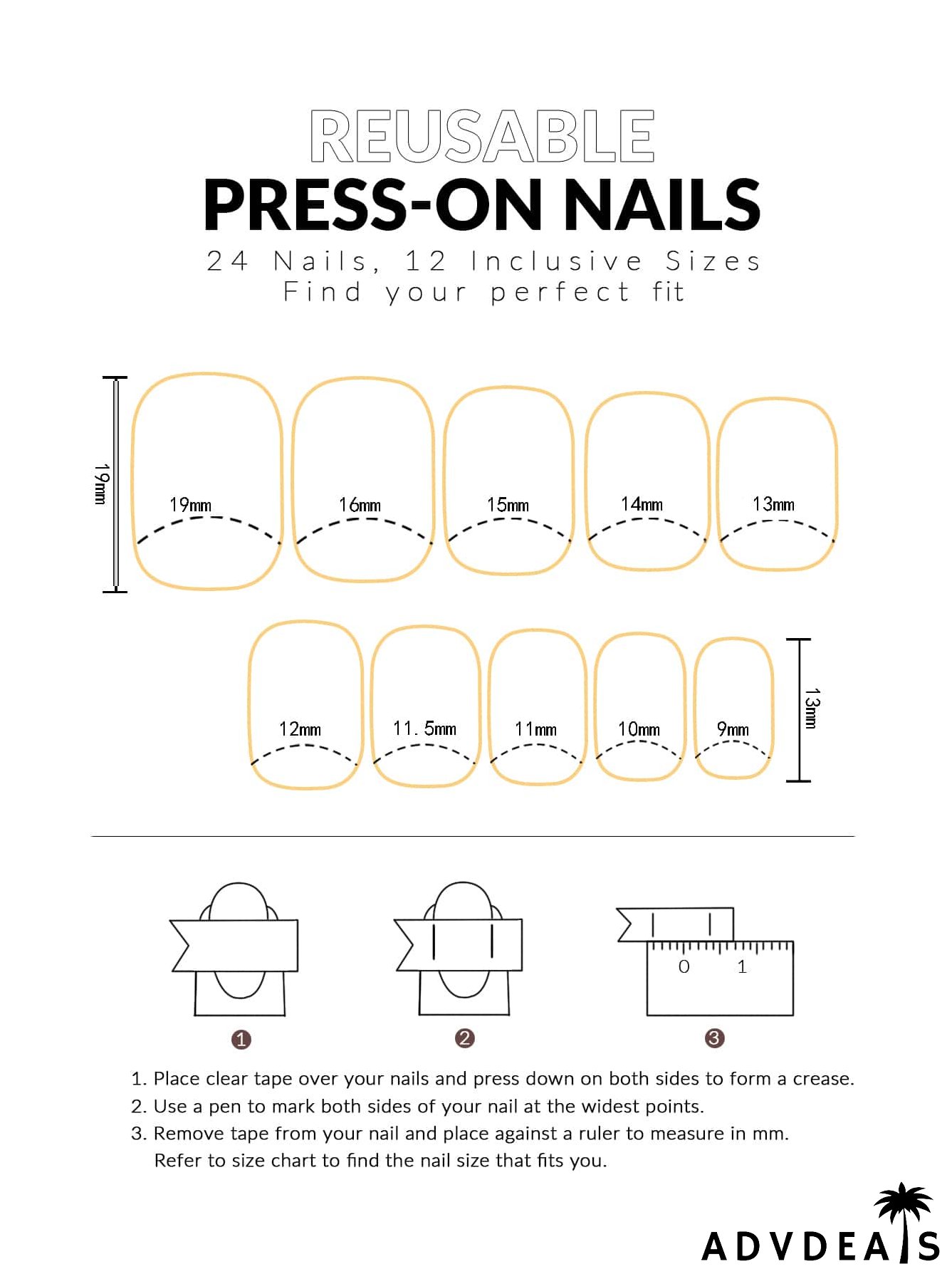 24pcs Flower Pattern Fake Nail & 1sheet Tape