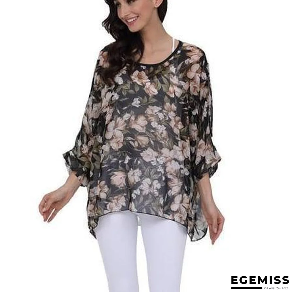6XL Plus Size Women Chiffon Blouse Shirt Batwing Sleeve Tops Blouses | EGEMISS