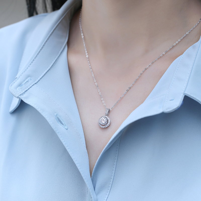  925 Sterling Silver Moissanite Necklace, Pendant,  Collarbone Chain, For Women And Men, Decorations