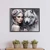 (50*40cm)Girl Wolf - Full Round Drill Diamond Painting