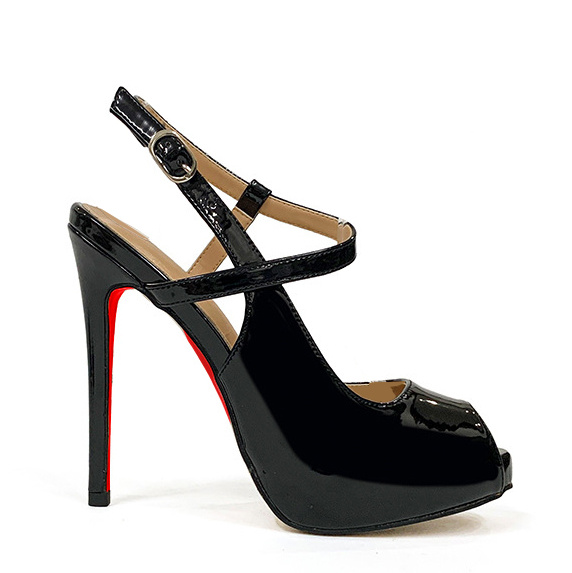 120mm Women's Hot Chick Sling Back Heels Platform Peep Toe Party Wedding Sandals Red Bottoms Pumps-MERUMOTE