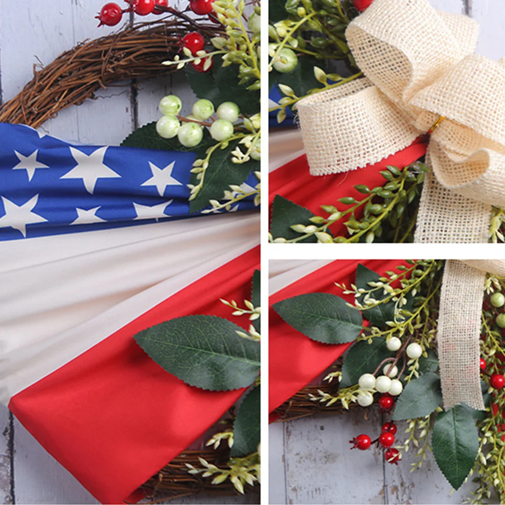 American Independence Day Rattan Simulation Wreath Ornament Door Hanging