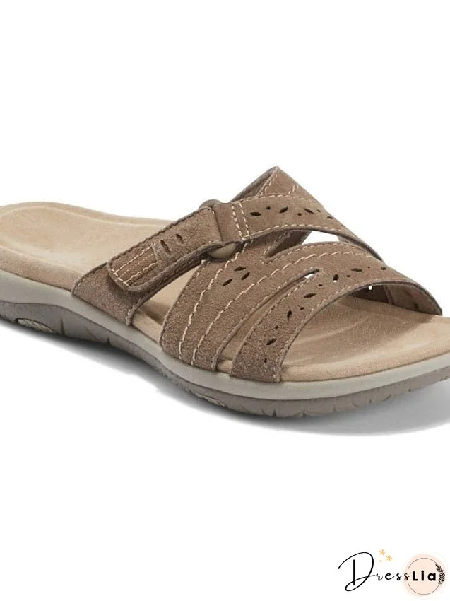 Women's Sandals Slippers Boho Bohemia Beach Flat Sandals Outdoor Slippers Daily Beach Wedge Heel Classic Casual Pu