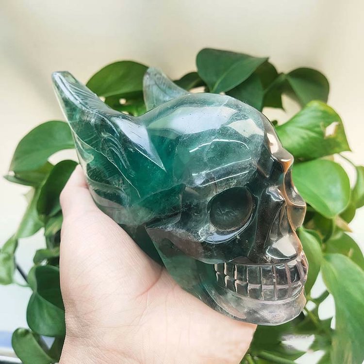 Green Fluorite Crystal Skull Decoration