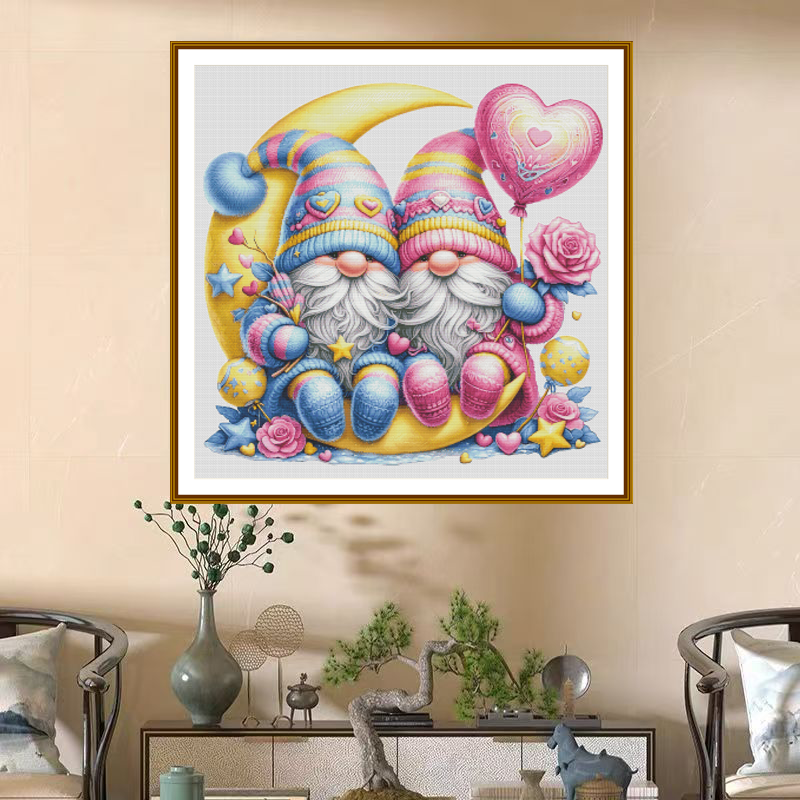 1set DIY Printed Cross Stitch Kit [ZZ5382-moon Dwarfs] Cross Stitch Kit Painting Fairy Cross Stitch
