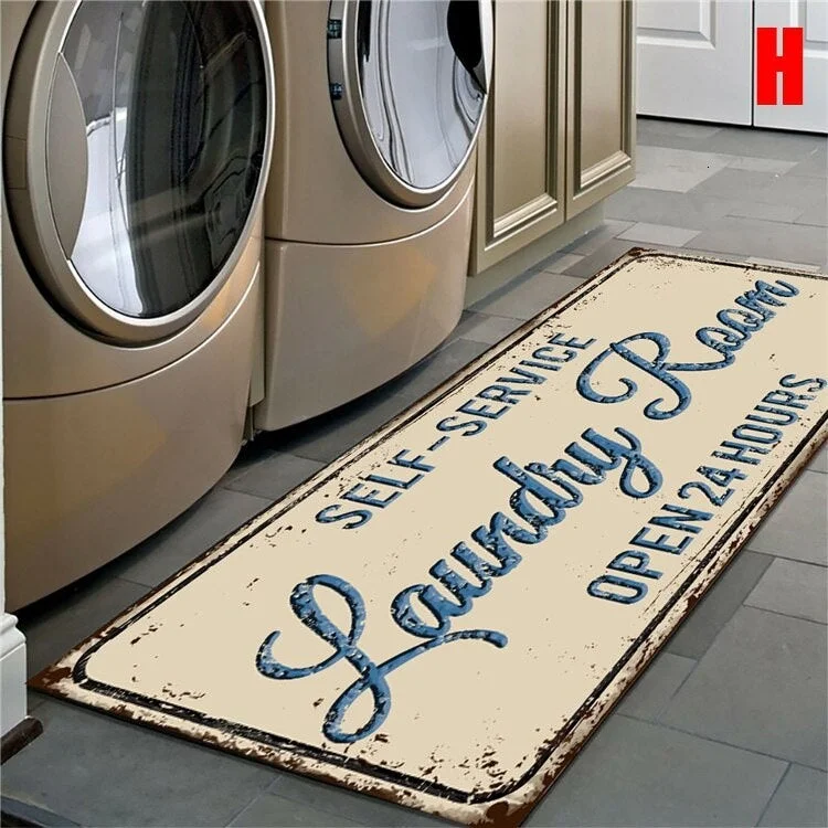 Non-Slip Floor Mat Laundry Room Mat Entrance Doormat Self-Service Laundry Bath Mat Carpet Laundry Room Decor Balcony Rug 112
