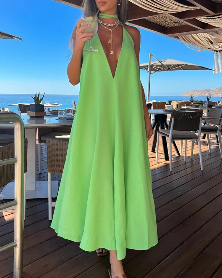 Fashion casual halter neck loose dress