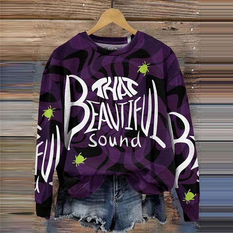 Halloween Horror Movie Print Crew Neck Casual Sweatshirt