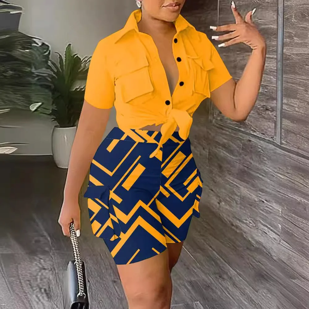 Uveng Uveng New Women's Three-Dimensional Pocket Shorts Set