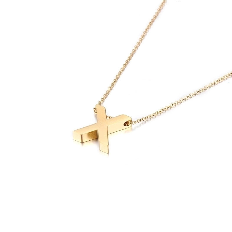 Titanium Steel 18K Gold Plated Fashion Plating Letter Necklace