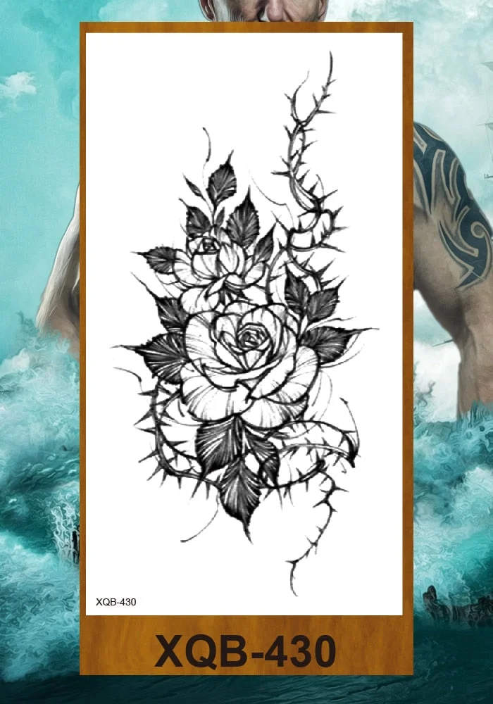 Temporary Tattoo Sticker Women Girl Arm Buttocks Chest Fake Tatoo Flowers Chain Body Makeup Waterproof Lily Butterfly Tattos
