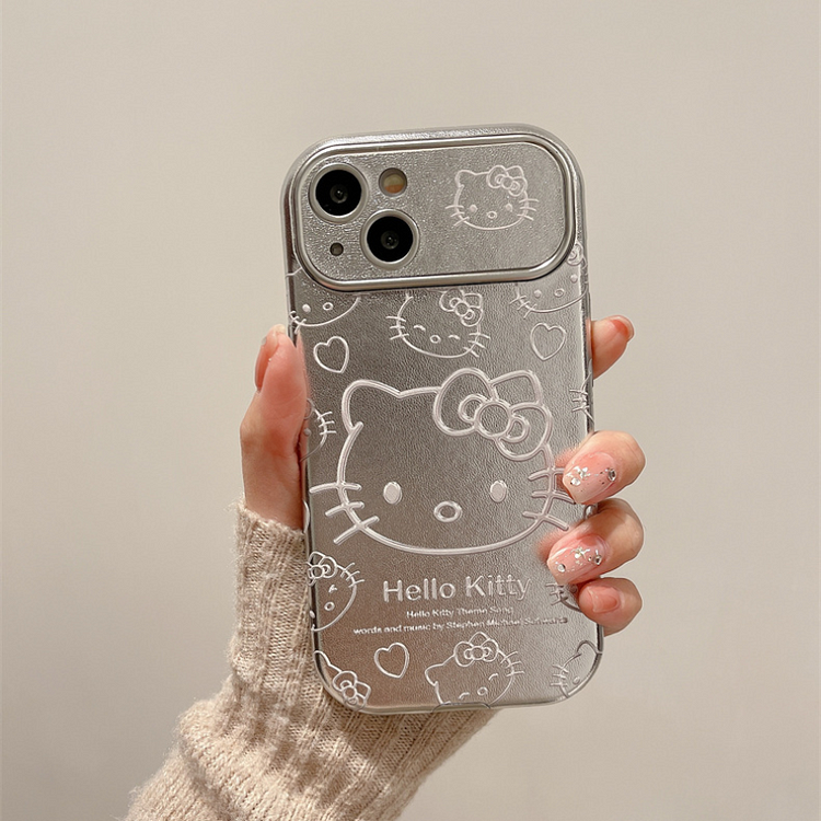 Kawaii Electroplated Silver KT Cat Phone Case