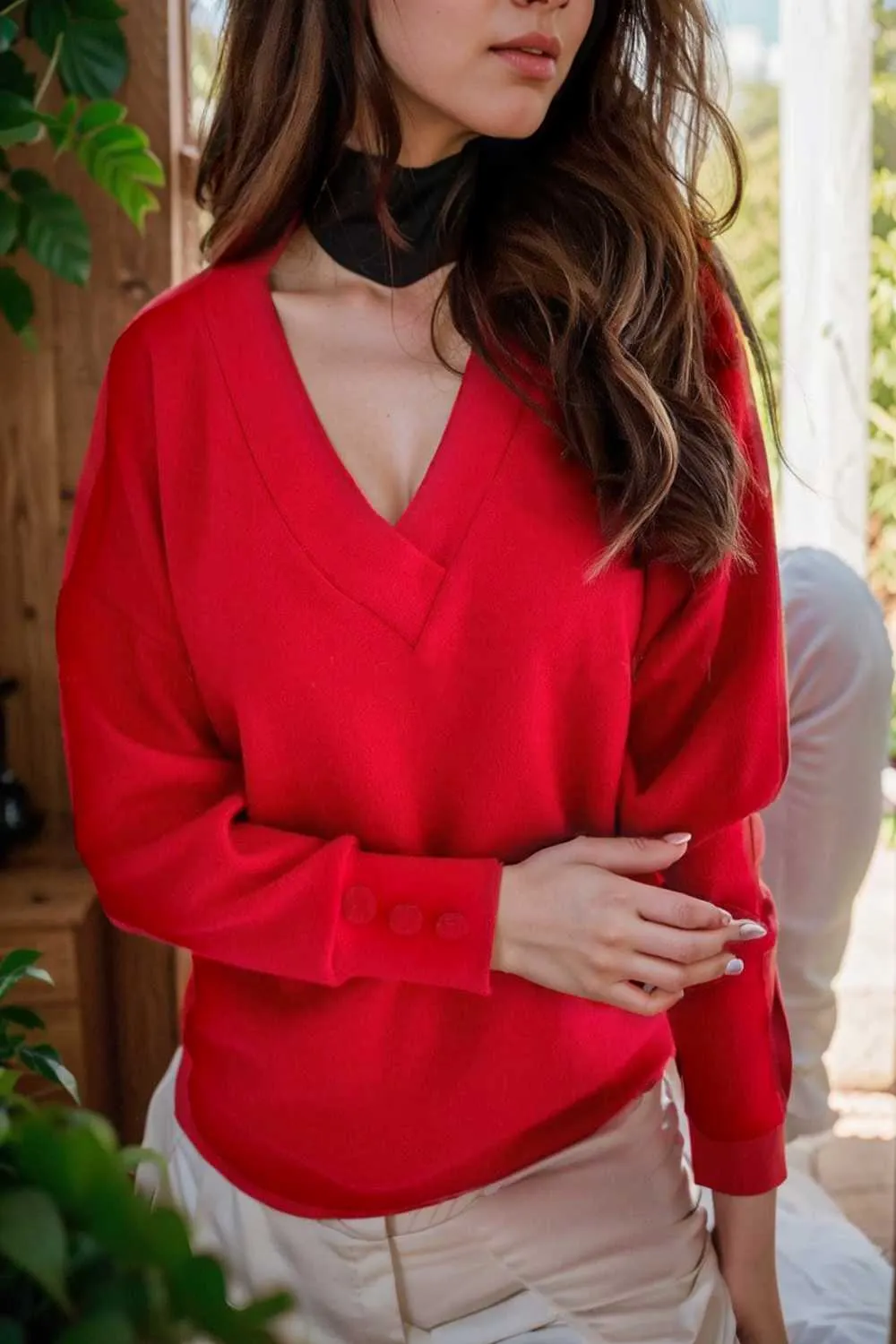 women s sweaters solid v neck long sleeve button sweater