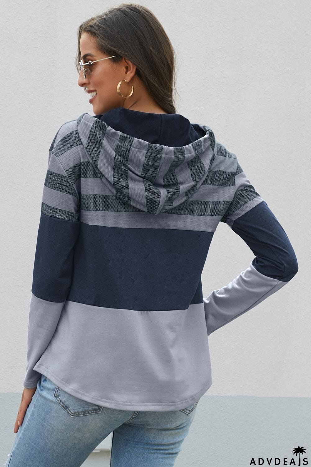 Color Block Drawstring Hoodie