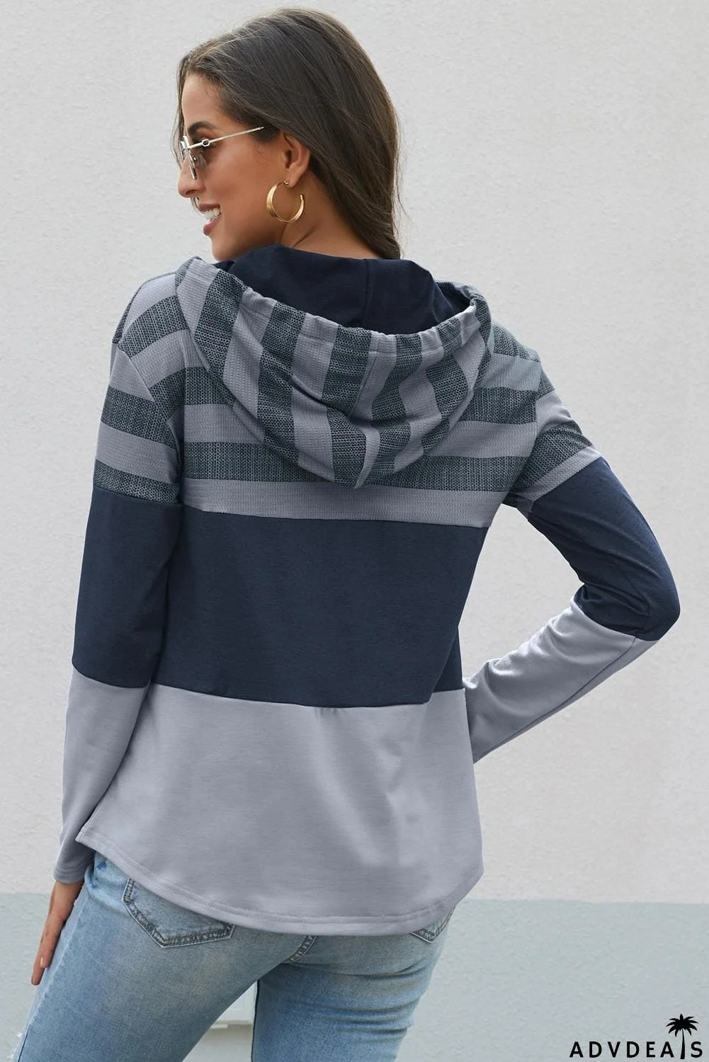 Color Block Drawstring Hoodie