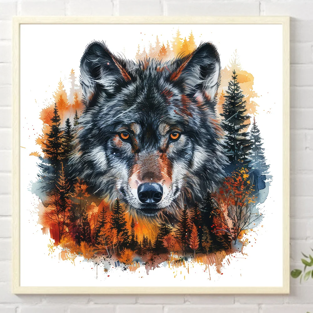 Partial AB Diamond Painting - Full Round Drill - Forest Wolf(Canvas|45*45cm)