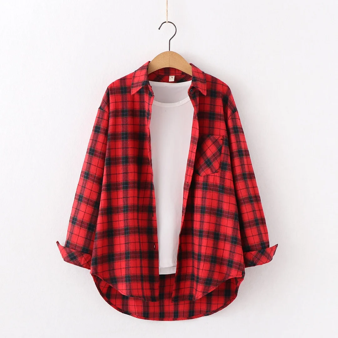 2021 New Women Tops Exquisite Cotton Flannel Plaid Shirt Women Loose Blouses Ladies Long Sleeve Blouse Casual Shirts Blusas