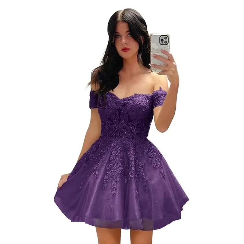 Brownm Brownm Women's Prom Evening Dress Short A Swing 2025 New Cocktail Party Shoulder Princess Dress