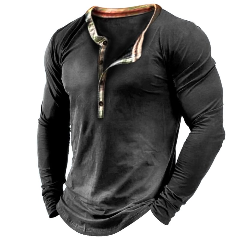 Men's Slim Fit Outdoor V-Neck Long Sleeve T-shirt