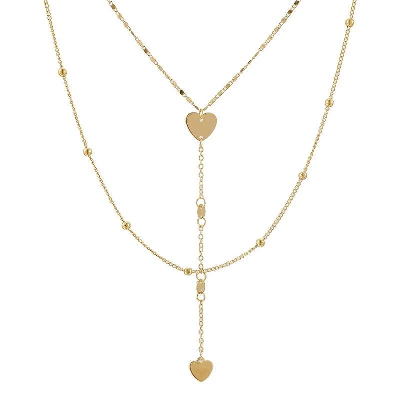 Women plus size clothing Simple Alloy Geometric Heart Multi-layer Necklace Wholesale Cheap Jewelry-Nordswear