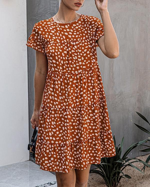 Spring Women Printed A-line Mini Dresses