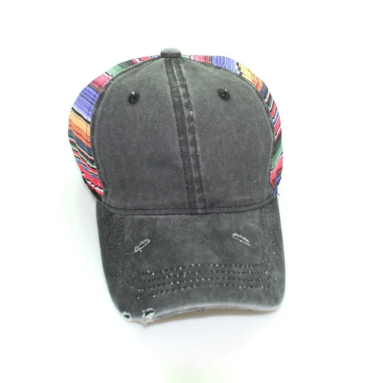 Colorful Stripes Splicing Adjustable Baseball Cap Korean Version Soft Top Summer Shade Men Dad Hat Snapback
