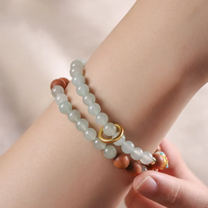 Natural Sandalwood Crystal Protection Double Wrap Bracelet