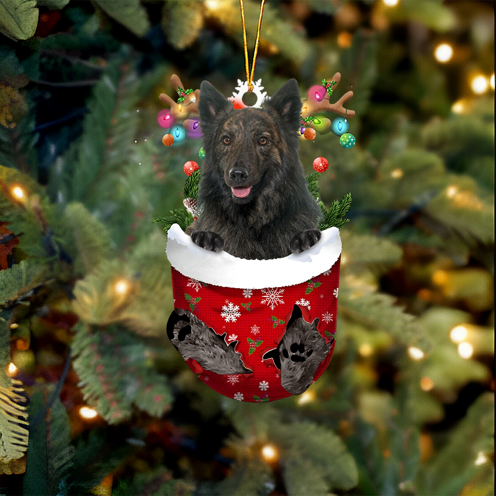 Dutch Shepherd In Snow Pocket Christmas Ornament