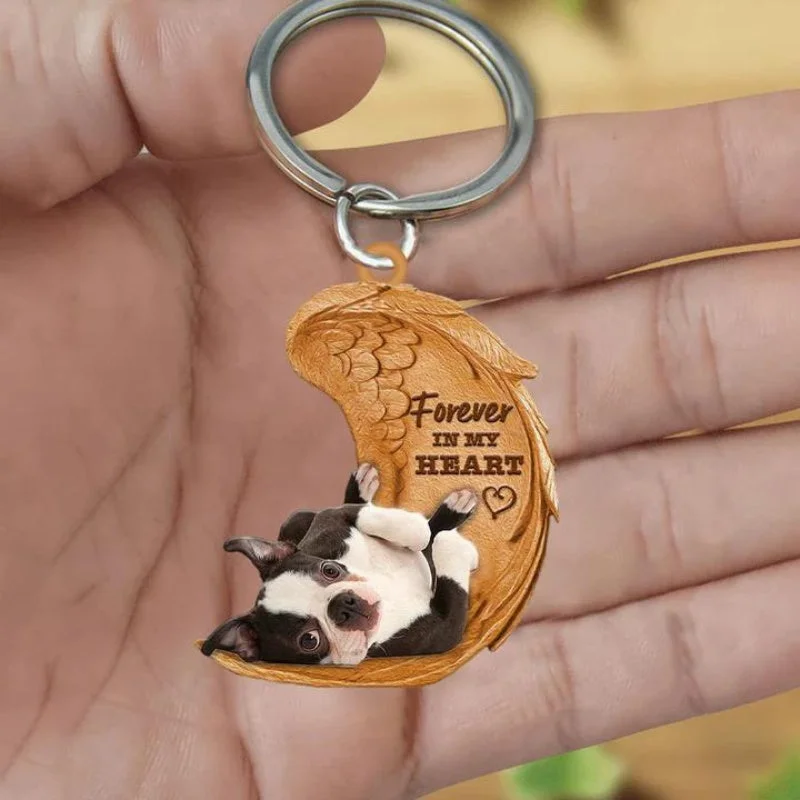 VigorDaily Boston Terrier Forever In My Heart Acrylic Keychain FK006