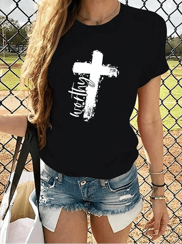 Worthy Cross Print Women's T-Shirt