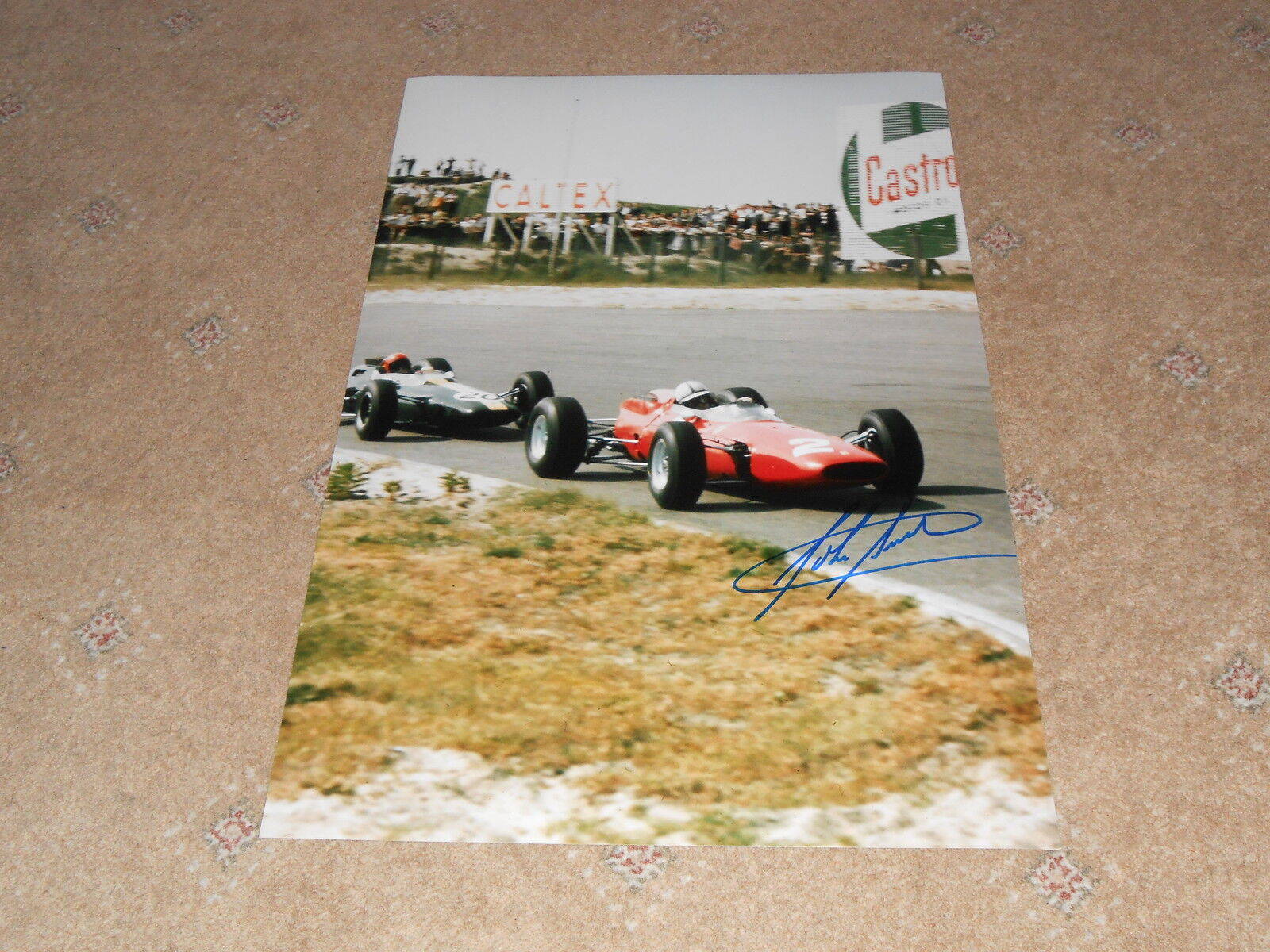 John Surtees Signed Ferrari Large Photo Poster painting 18x12 1